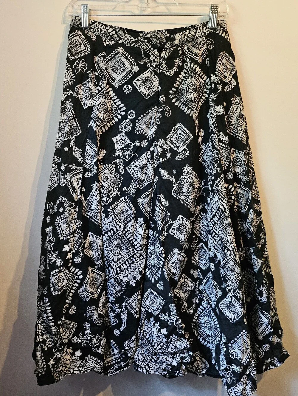 Coldwater Creek Black and White Pattern Midi Cotton Skirt Medium